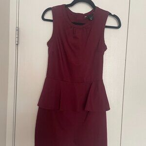 H&M Burgundy Peplum Dress